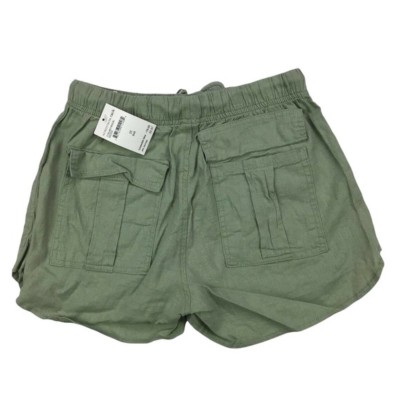 Blank NYC Shorts Linen Blend Cargo Zipped Pocket Green Utility Womens 31 NWT - Picture 2 of 3